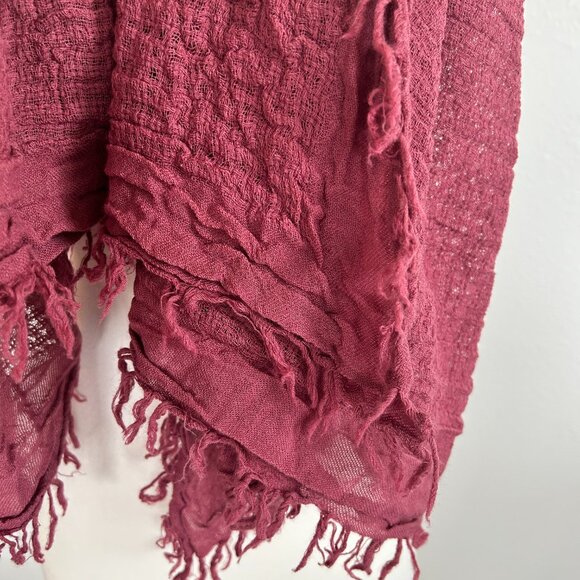 NWT Eileen Fisher Scarf Rose 100% Virgin Wool Gauze Fringe - Picture 3 of 8